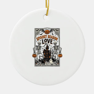 Vintage-Halloween-Skelett-Gruselige-Saison-Liebe-S Keramik Ornament