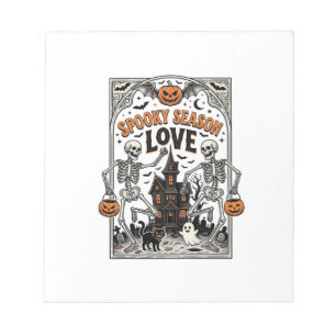 Vintage-Halloween-Skelett-gruselige-Saison-Liebe-S Notizblock