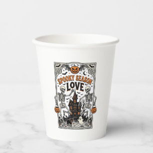 Vintage-Halloween-Skelett-gruselige-Saison-Liebe-S Pappbecher