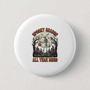 Vintage-Halloween-Skelett Gruselige Saison Weiße S Button