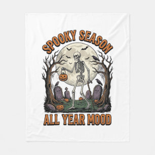 Vintage-Halloween-Skelett-Gruselige-Saison-Weißes- Fleecedecke