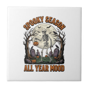 Vintage-Halloween-Skelett-Gruselige-Saison-Weißes- Fliese