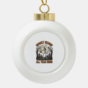 Vintage-Halloween-Skelett-Gruselige-Saison-Weißes- Keramik Kugel-Ornament