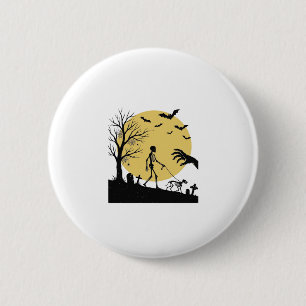 Vintage-Halloween-Skelett-Hund-Mond-Vektor-Design_ Button