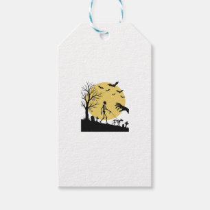 Vintage-Halloween-Skelett-Hund-Mond-Vektor-Design_ Geschenkanhänger