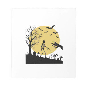 Vintage-Halloween-Skelett-Hund-Mond-Vektor-Design_ Notizblock