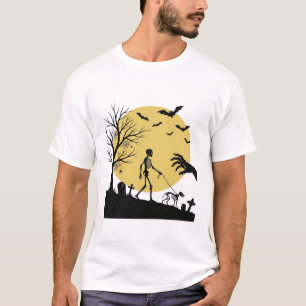Vintage-Halloween-Skelett-Hund-Mond-Vektor-Design_ T-Shirt