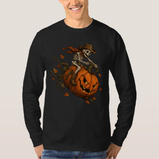 Vintage-Halloween-Skelett-Kürbis T-Shirt
