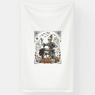 Vintage-Halloween-Skelett-Nähmaschine-Shirt De Banner
