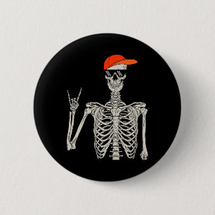 Vintage Halloween Skelett Rock On Hand Skelett M Button