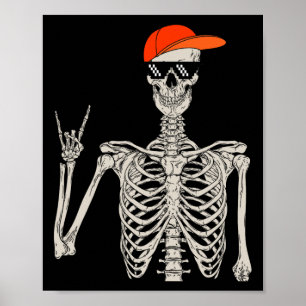 Vintage Halloween Skelett Rock On Hand Skelett M Poster