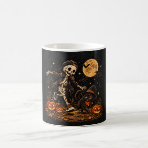 Vintage-Halloween-Skelett und schwarze Katze Coffe Kaffeetasse