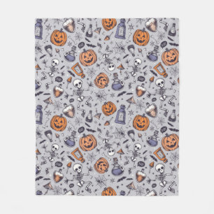 Vintage-Halloween-Skelett- und Trankmuster Fleecedecke