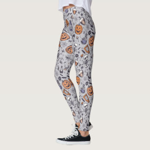 Vintage-Halloween-Skelett- und Trankmuster Leggings