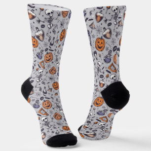 Vintage-Halloween-Skelett- und Trankmuster Socken