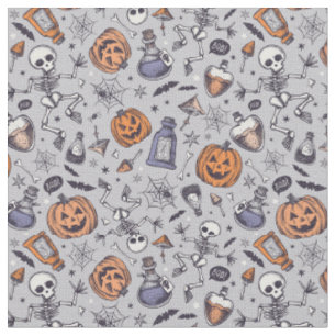 Vintage-Halloween-Skelett- und Trankmuster Stoff