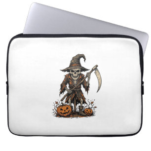 Vintage-Halloween-Skelett-Vogelscheuche-Kürbis-Shi Laptopschutzhülle