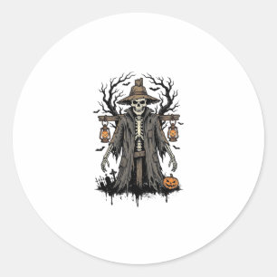 Vintage-Halloween-Skelett-Vogelscheuchen-Shirt-Des Runder Aufkleber