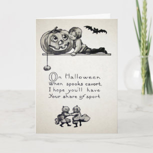 Vintage Halloween-Spokkarte   Feiertagskarte