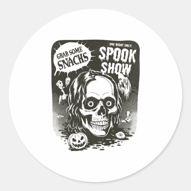 Vintage Halloween Spook Show Runder Aufkleber (Vorderseite)