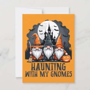 Vintage-Halloween-Spookhaus-Hexen-Gnom-Orange Postkarte