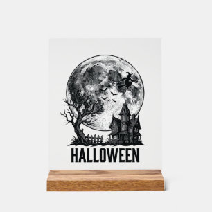 Vintage-Halloween-Spookhaus-Mond-Shirt-Design_ Acrylschild
