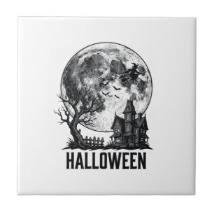 Vintage-Halloween-Spookhaus-Mond-Shirt-Design_ Fliese