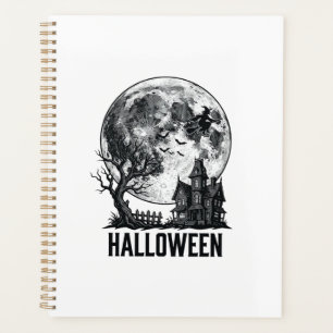 Vintage-Halloween-Spookhaus-Mond-Shirt-Design_ Planer