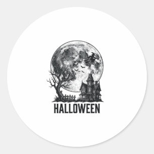 Vintage-Halloween-Spookhaus-Mond-Shirt-Design_ Runder Aufkleber