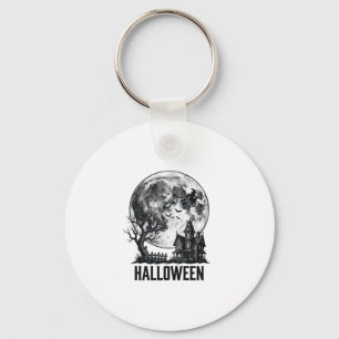 Vintage-Halloween-Spookhaus-Mond-Shirt-Design_ Schlüsselanhänger
