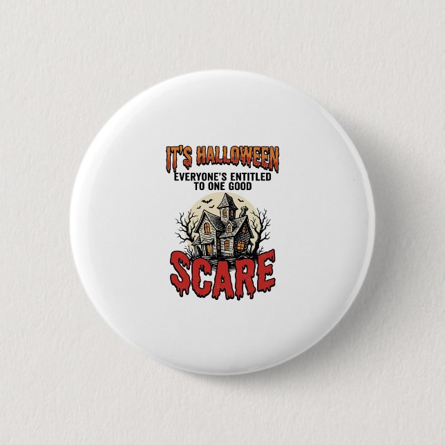 Vintage-Halloween-Spookhaus-Schreck-Shirt-Design Button (Vorderseite)