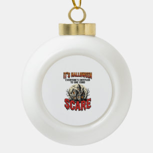 Vintage-Halloween-Spookhaus-Schreck-Shirt-Design Keramik Kugel-Ornament