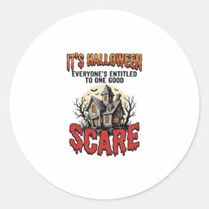 Vintage-Halloween-Spookhaus-Schreck-Shirt-Design Runder Aufkleber