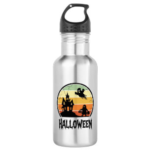 Vintage-Halloween-Spookhaus-Sonnenuntergangs-Shirt Edelstahlflasche