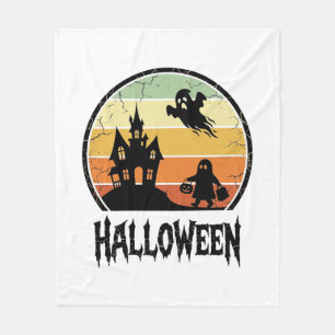 Vintage-Halloween-Spookhaus-Sonnenuntergangs-Shirt Fleecedecke