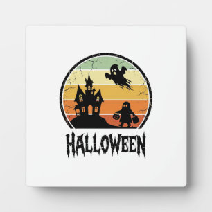Vintage-Halloween-Spookhaus-Sonnenuntergangs-Shirt Fotoplatte