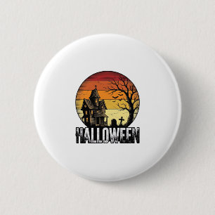 Vintage-Halloween-Spookhaus-Sonnenuntergangs-Vekto Button