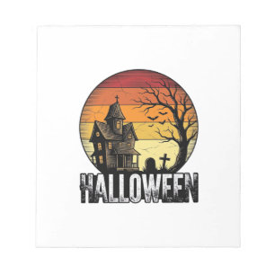 Vintage-Halloween-Spookhaus-Sonnenuntergangs-Vekto Notizblock