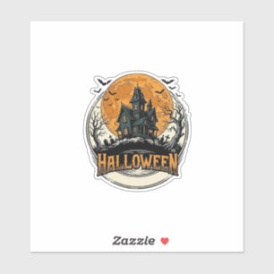 Vintage-Halloween-Spookhaus-Vektordesign_1 Aufkleber