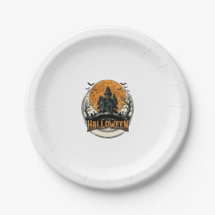 Vintage-Halloween-Spookhaus-Vektordesign_1 Pappteller