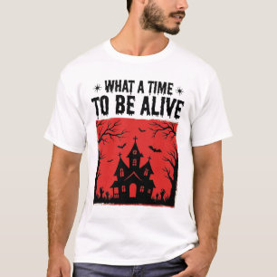 Vintage-Halloween-Spookhaus-Was für eine Zeit T-Sh T-Shirt