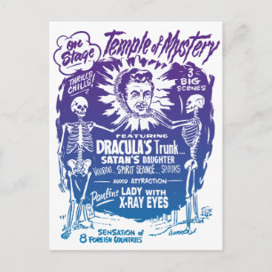 Vintage-Halloween-Spookshow-Tempel des Geheimnisse Postkarte