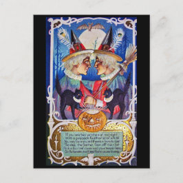 Vintage Halloween Spooky Hexen Postkarte