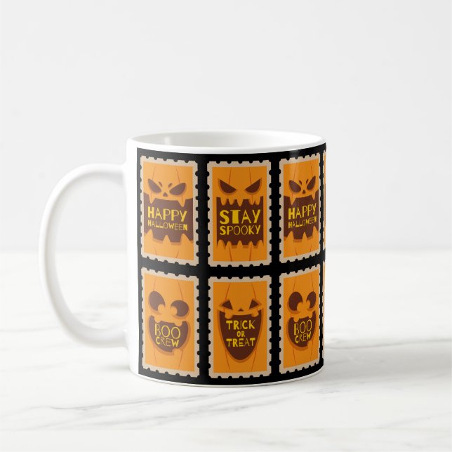 Vintage Halloween Spooky Pumpkin Boo Crew Retro Kaffeetasse (Links)