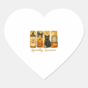Vintage Halloween Spooky Season, niedliche Geister Herz-Aufkleber