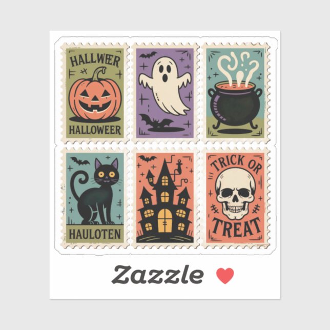 Vintage Halloween Spooky Stamps Sticker Sheet (Blatt)