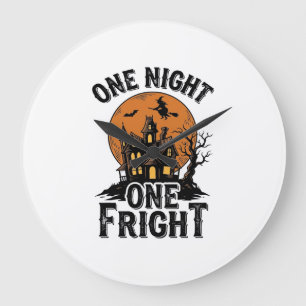 Vintage Halloween Spuk Hexen Mond Grafik_1 Große Wanduhr
