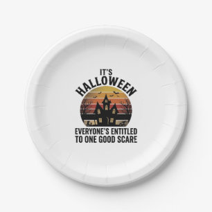 Vintage Halloween Spukhaus Gruseliges T-Shirt_1 Pappteller