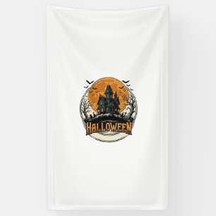 Vintage Halloween Spukhaus Vektor Design_1 Banner