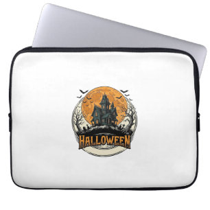 Vintage Halloween Spukhaus Vektor Design_1 Laptopschutzhülle